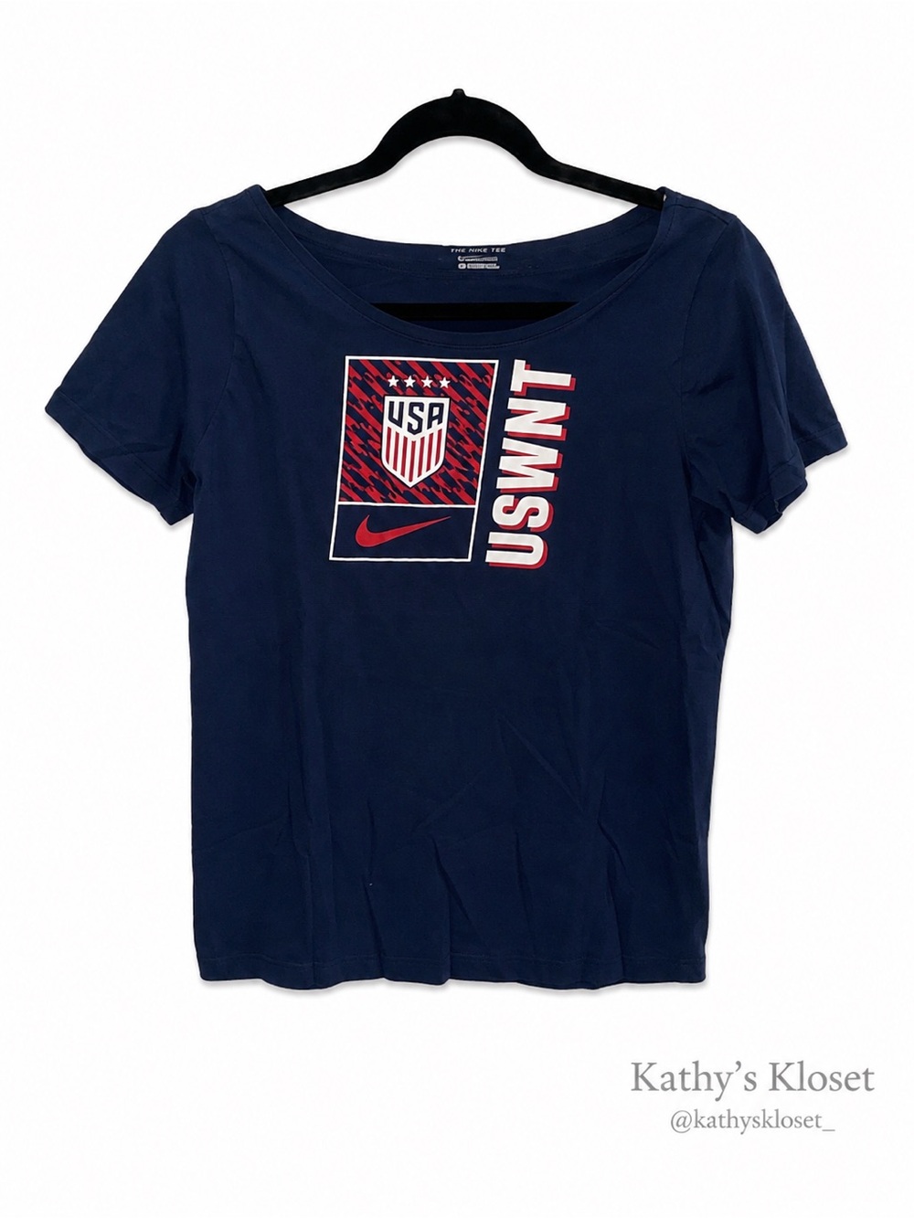 Nike Navy USWNT Graphic Tee with Red & White Accents